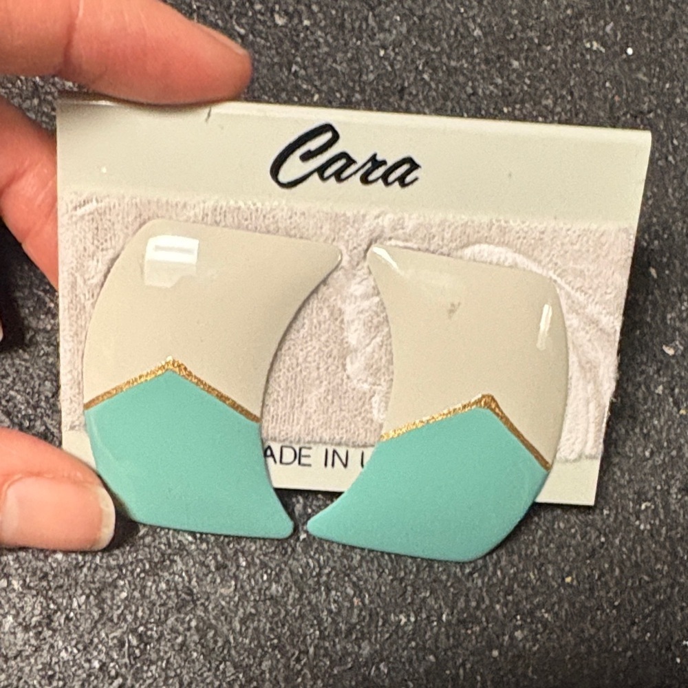 Cara Teal and White Earrings